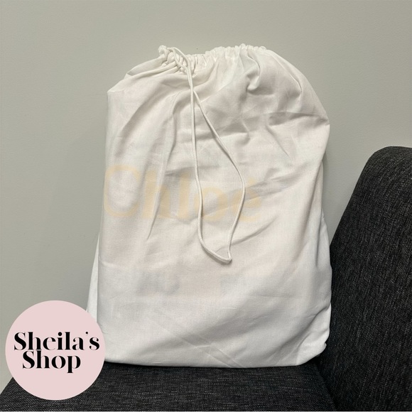 NWT Chloé Medium Woody Woven Fringe Tote Bag White & Brown - Picture 10 of 10